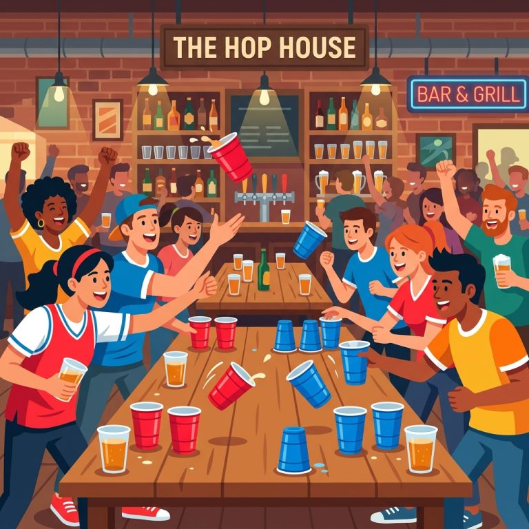 Exciting Flip Cup Tournament at a Local Bar